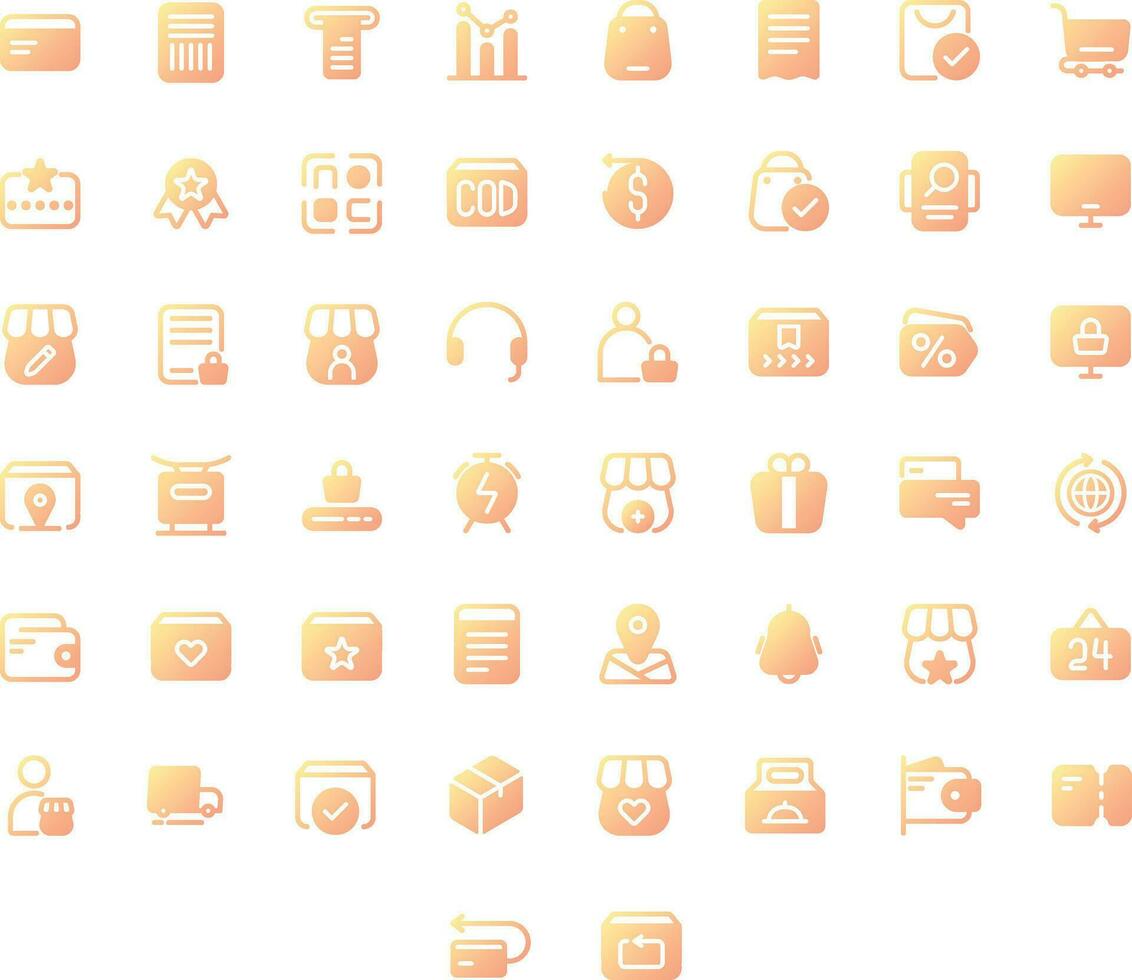 Vector of Online Shopping Icon Set Solid Gradient. Perfect for user interface, new application.