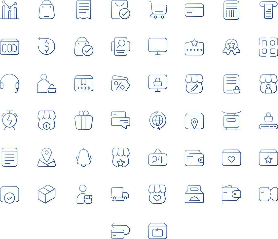 Vector of Online Shopping Icon Set Thin Gradient. Perfect for user interface, new application.