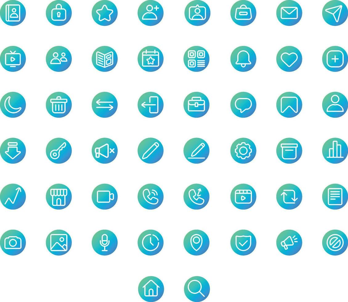 Vector of Social Media 1 Icon Set Round Gradient. Perfect for user interface, new application.