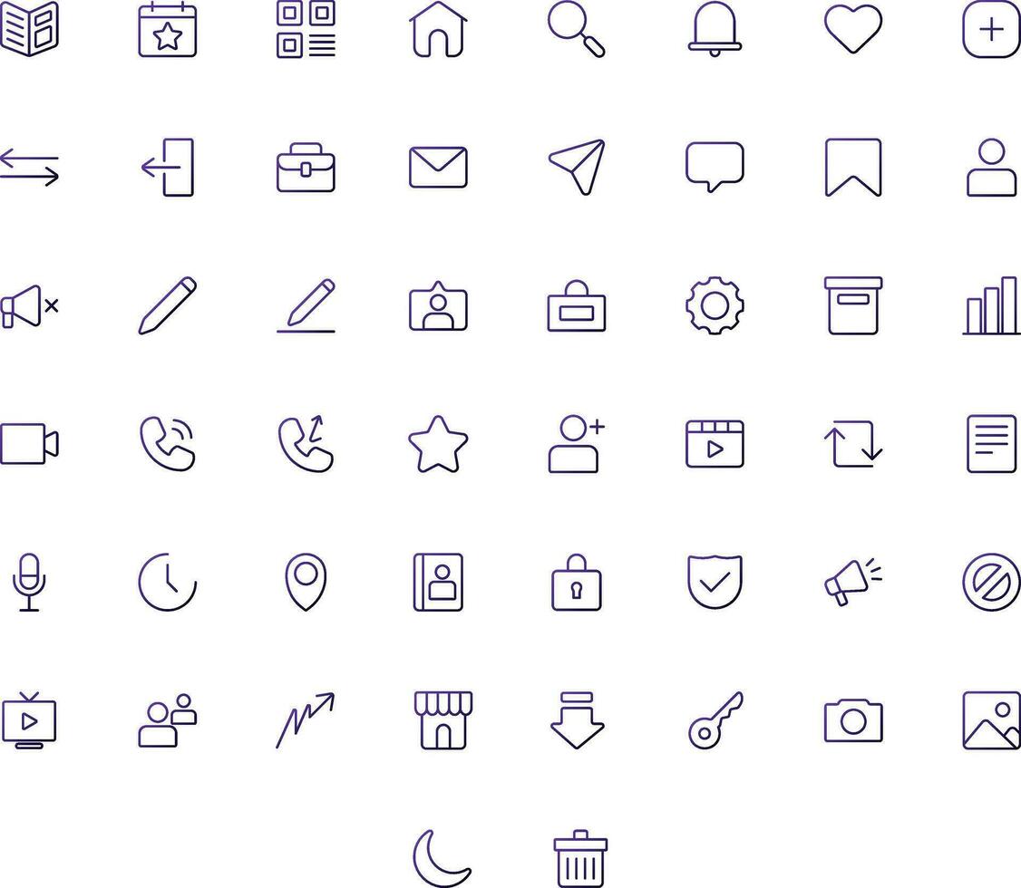 Vector of Social Media 1 Icon Set Thin Gradient. Perfect for user interface, new application.