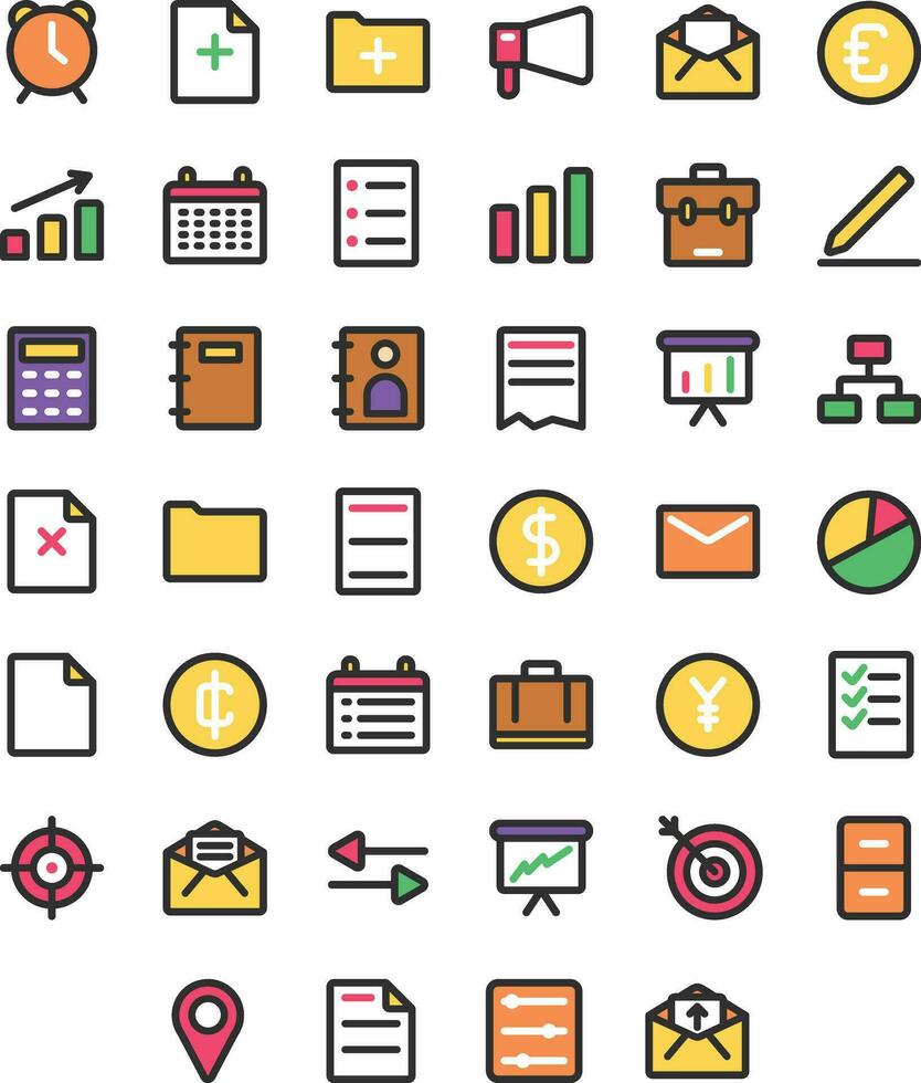 Vector of Work Icon Set Color. Perfect for user interface, new application.