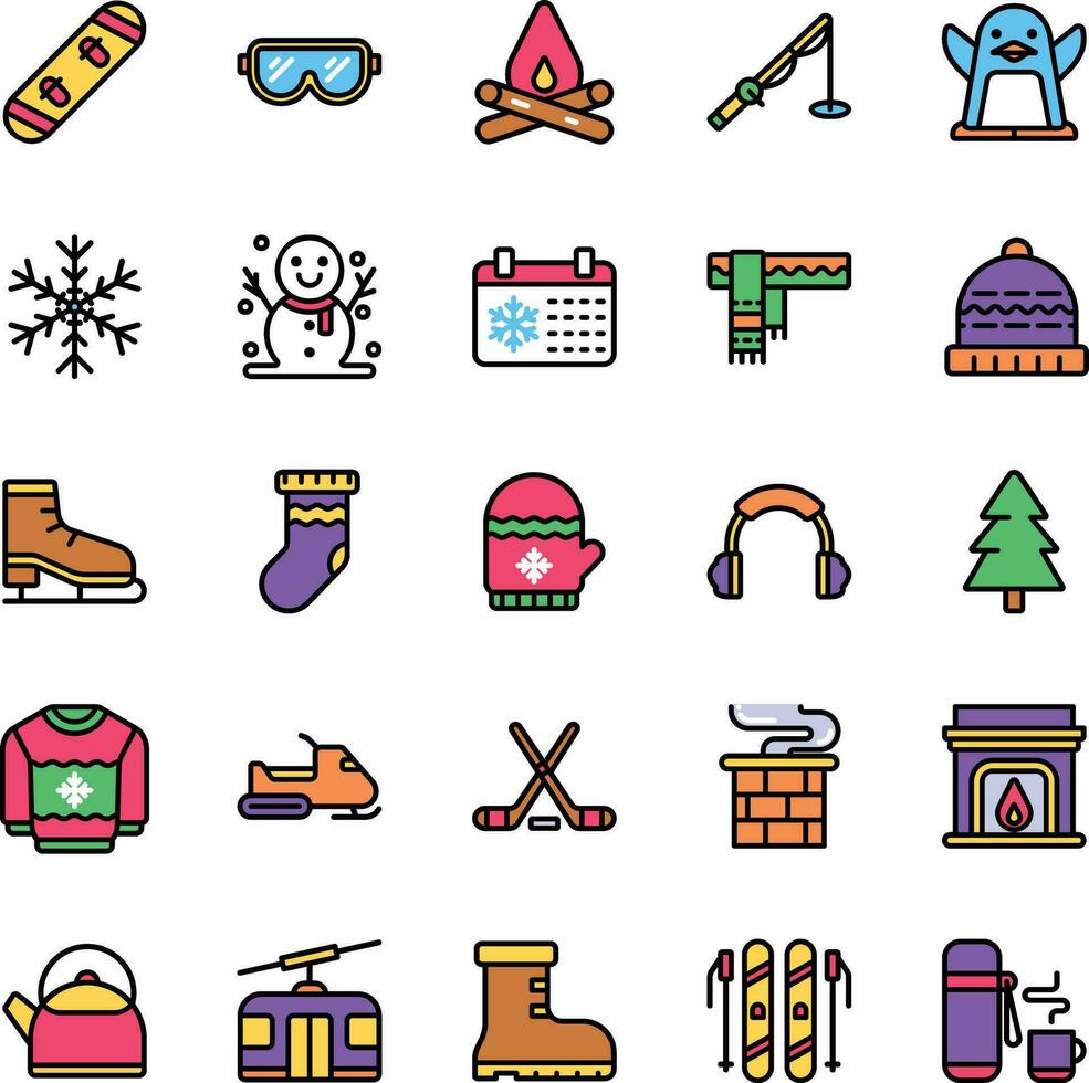 Vector of Winter Icon Set Color. Perfect for user interface, new application.