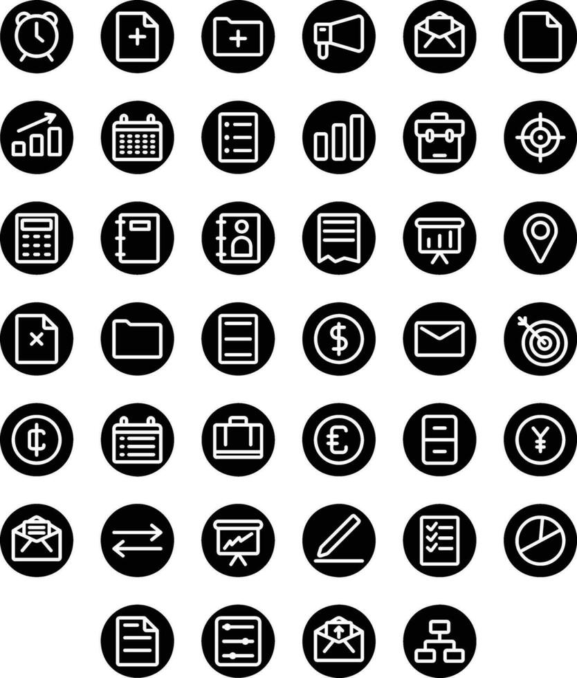 Vector of Work Icon Set Round. Perfect for user interface, new application.