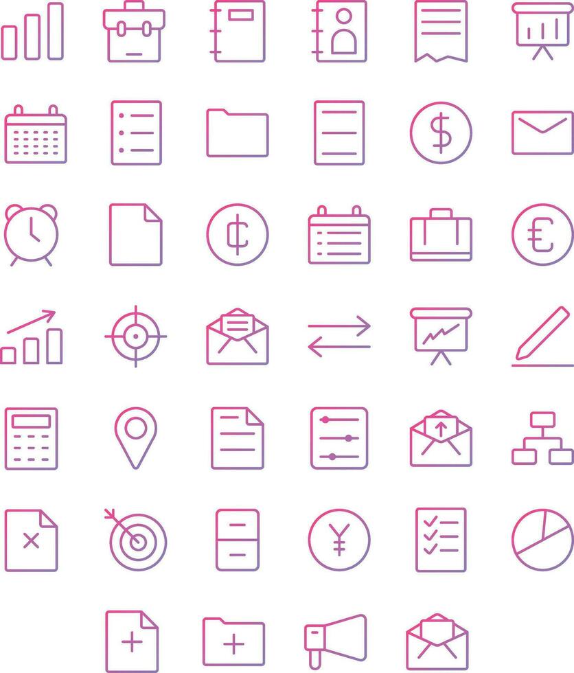 Vector of Work Icon Set Thin Gradient. Perfect for user interface, new application.