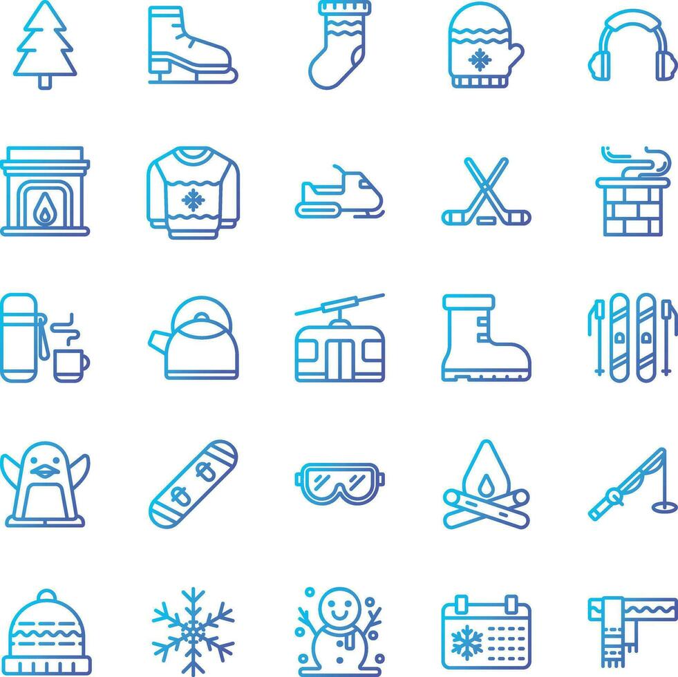 Vector of Winter Icon Set Gradient. Perfect for user interface, new application.