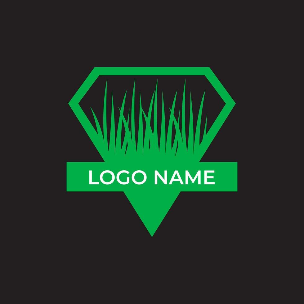 Diamond lawn care green logo design vector