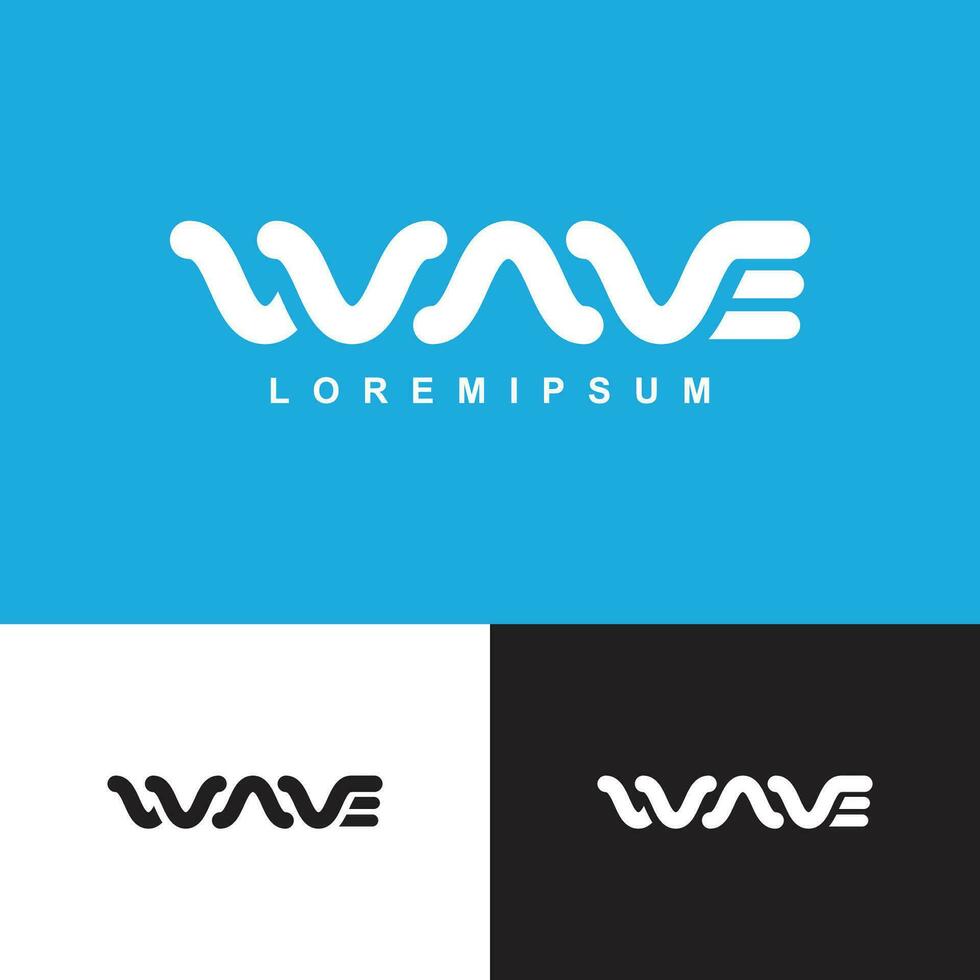 wave wordmark design, wave vector logo concept design template