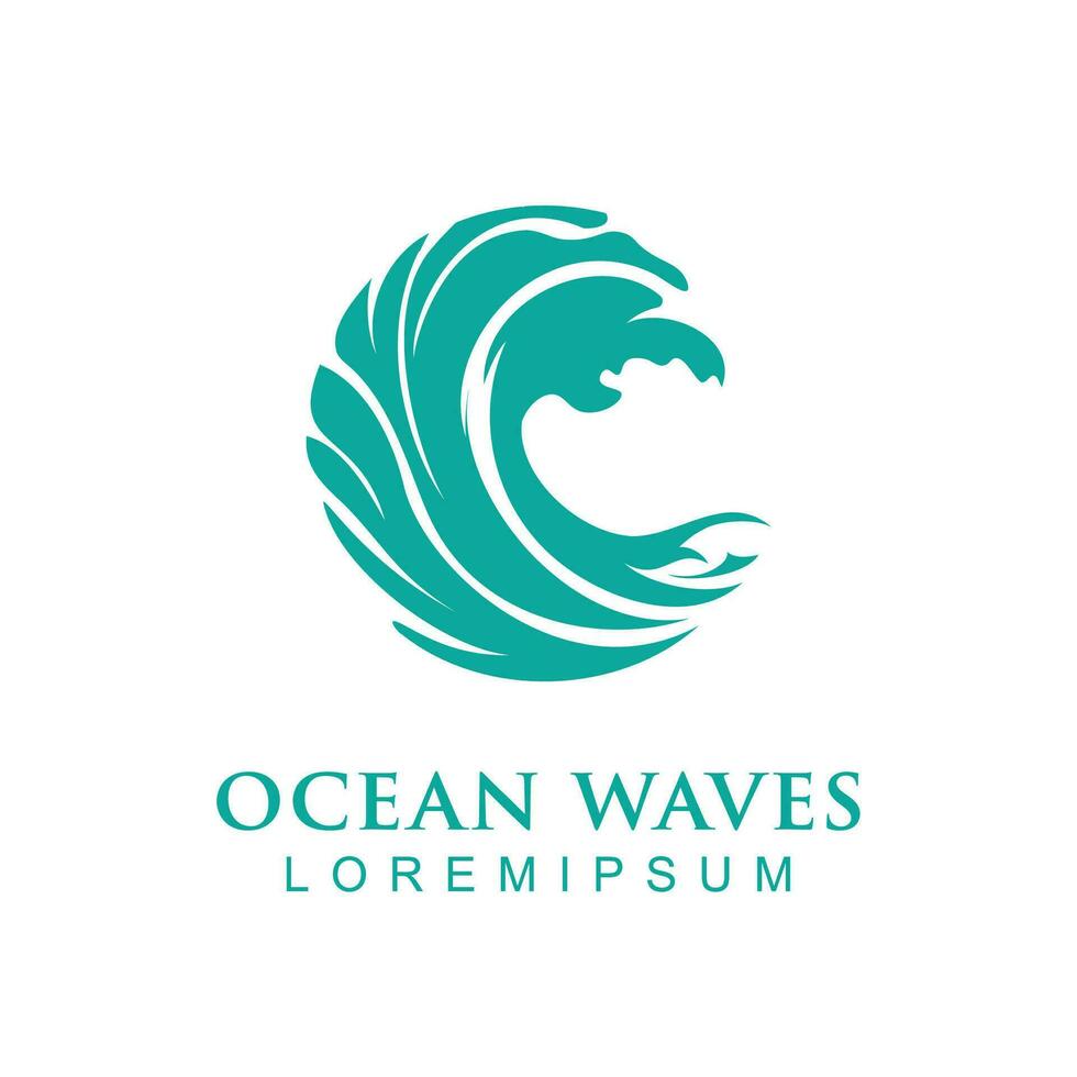 ocean wave abstract water logo, wave vector symbol