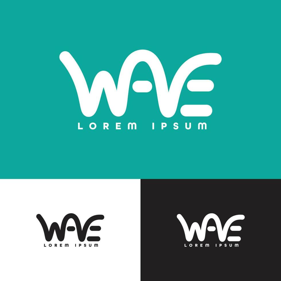 wave wordmark design, wave vector logo concept design template