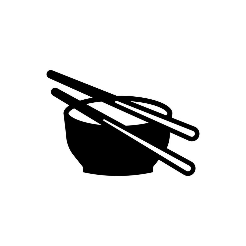 Bowl and chopsticks icon, logo isolated on white background vector