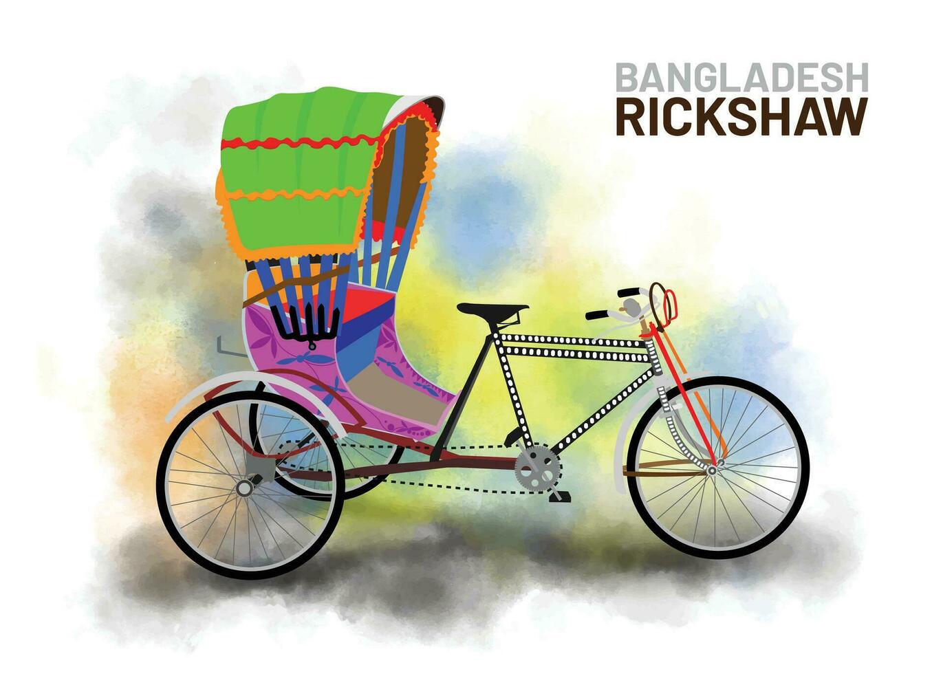 vistoso bicitaxi vector ilustración. bangladeshi bicitaxi Arte. tri ciclo de dhaka ciudad. local vehículo