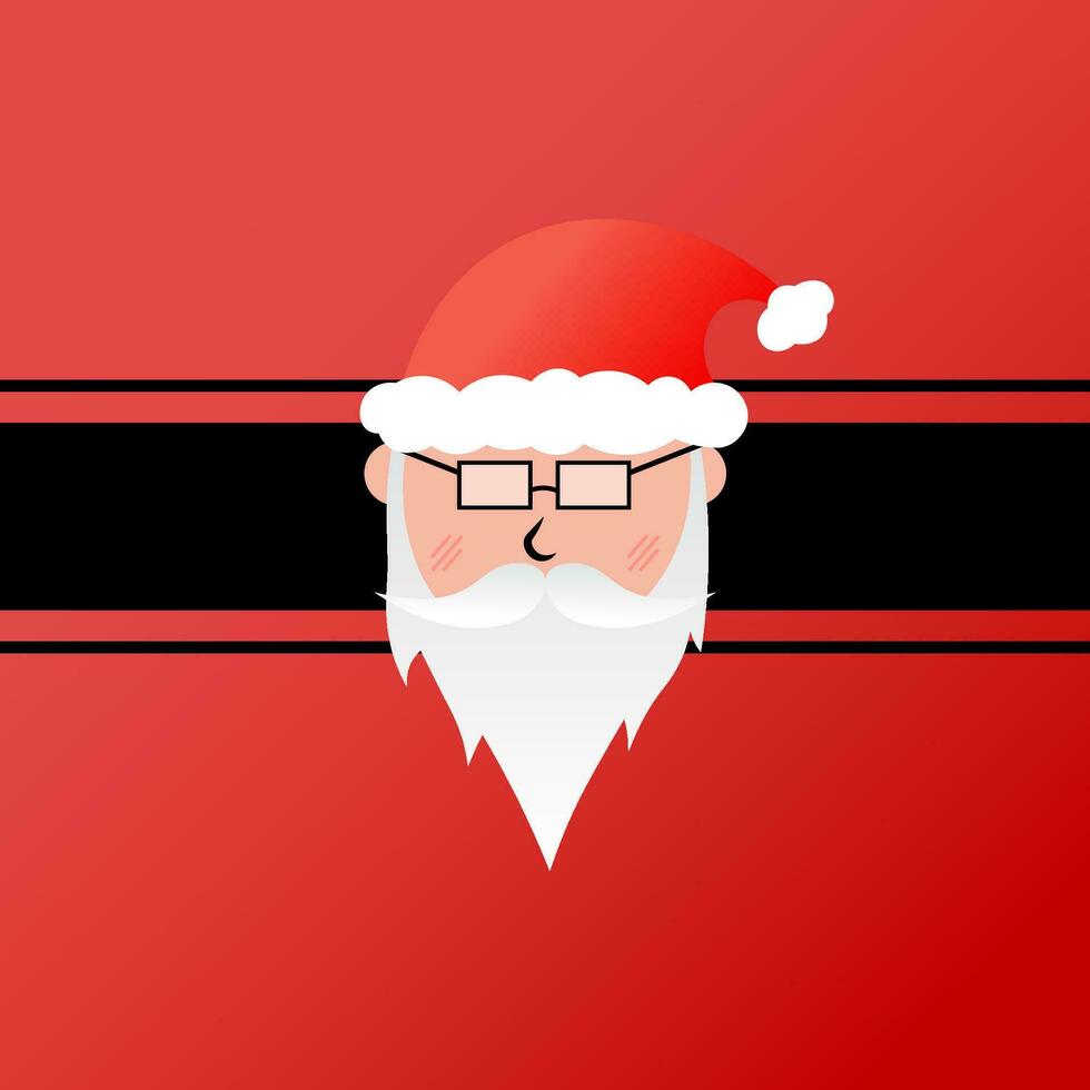 Santa Claus, wearing glasses, a white beard and wearing a Christmas hat, red, white, black and gold vector