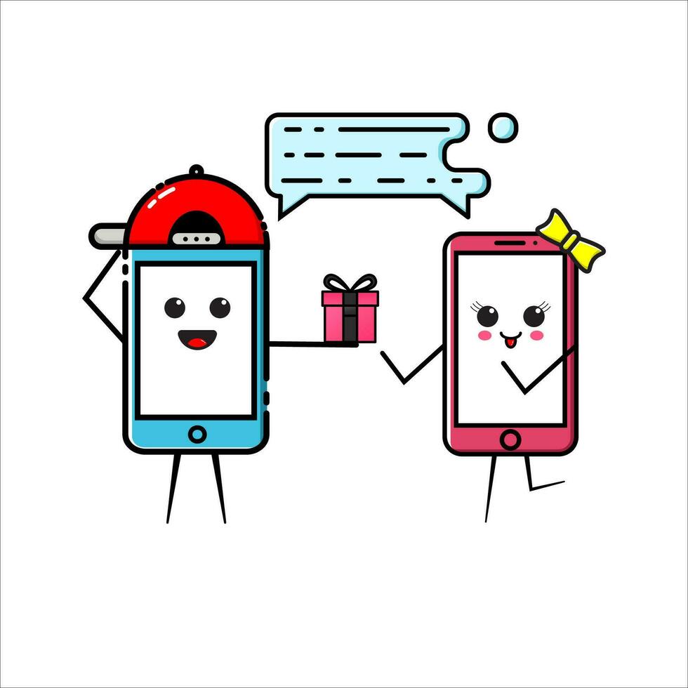 A modern mobile with a flat design style with a cute expression vector