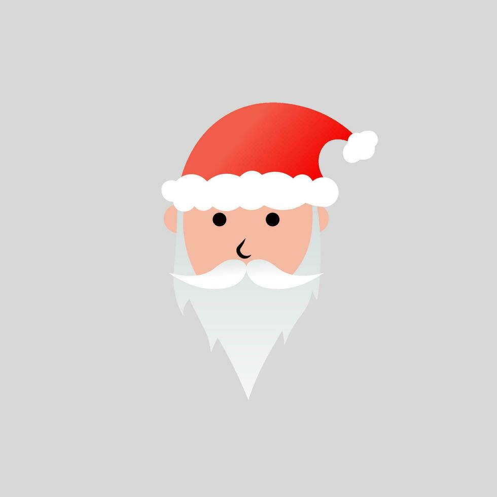 Santa Claus, white beard and wearing a Christmas hat, red, white, and black vector