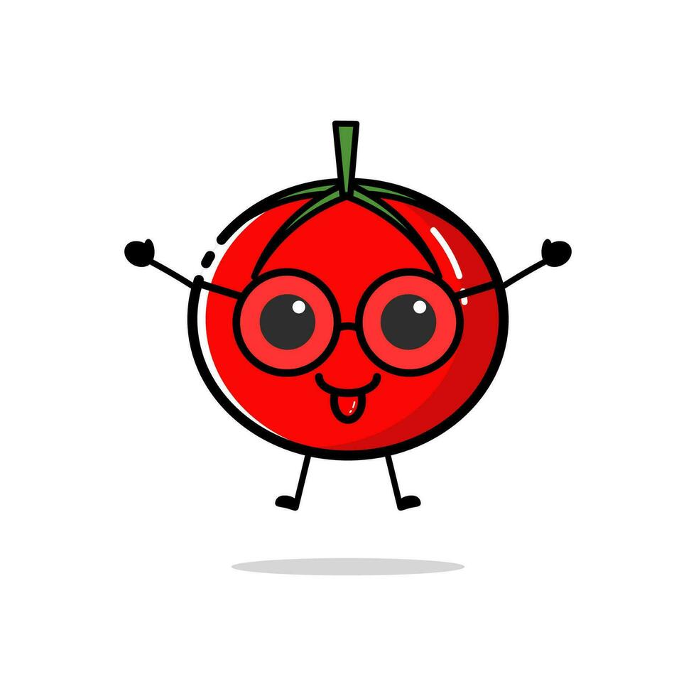 tomate personaje quien es levantamiento ambos manos con un linda expresión vector