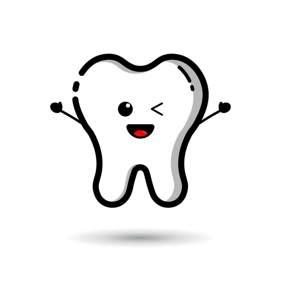 Tooth mascot, tooth character vector design