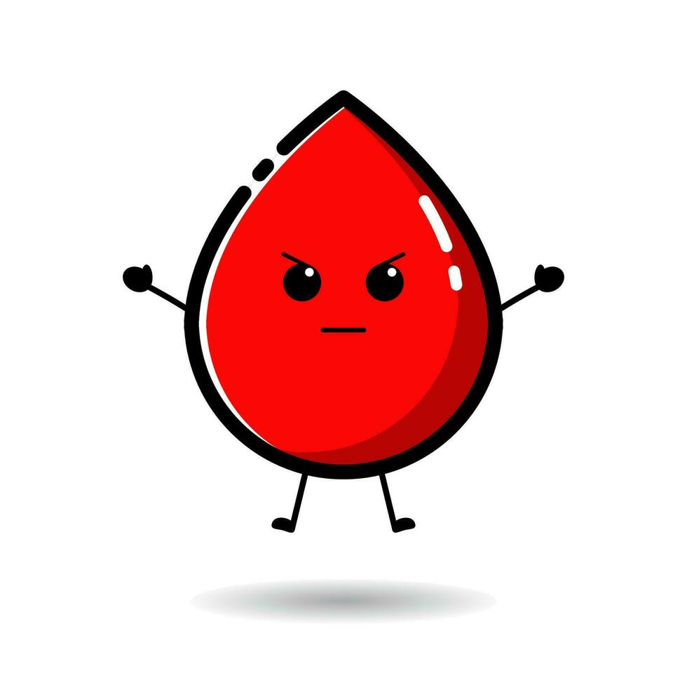 personaje sangre gotas son saltando, con un plano diseño estilo vector