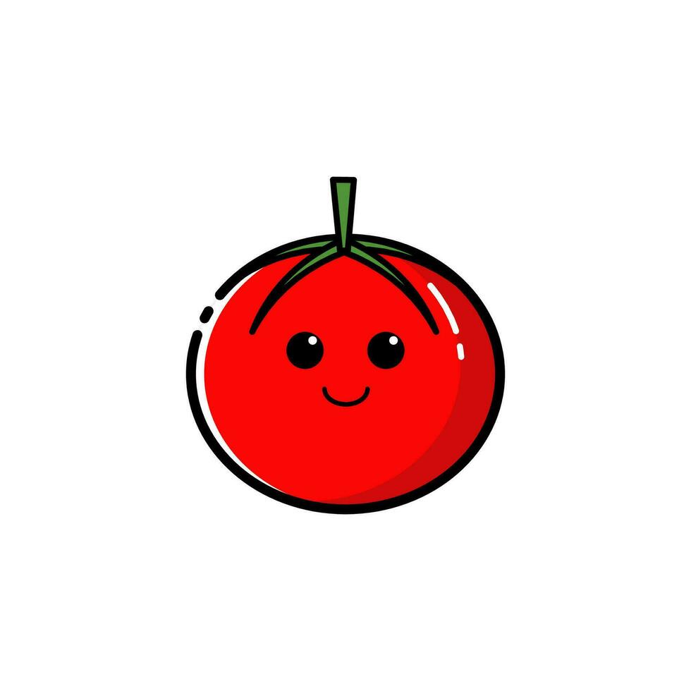 Tomato icon with a cute facial expression vector