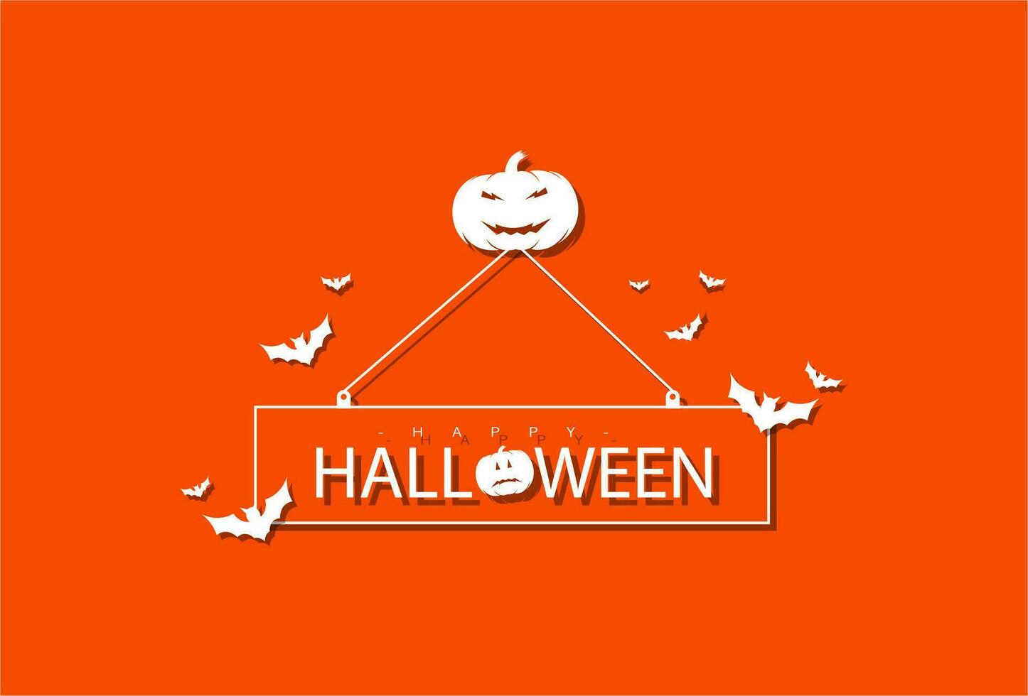 Halloween greeting design with paper cut, orange and white vector