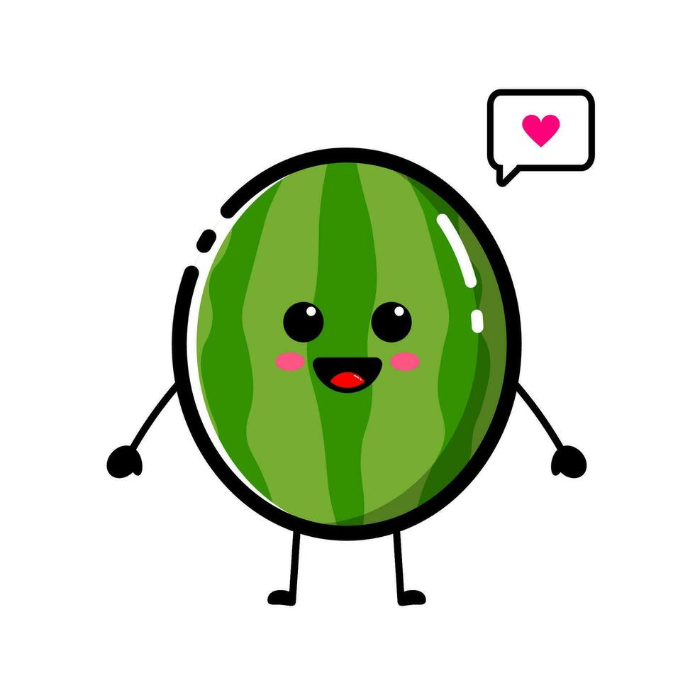 The character of a watermelon with a flat style vector