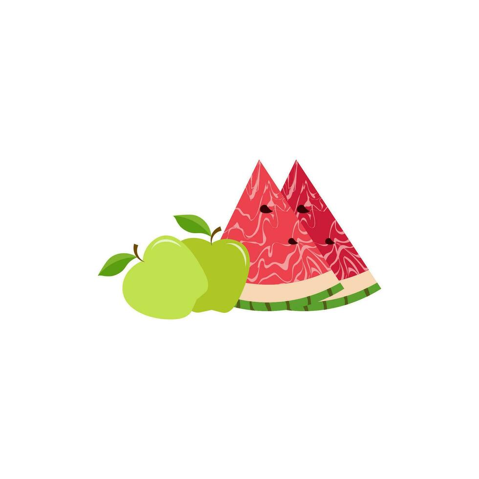 Apple and watermelon icons, modern design vector