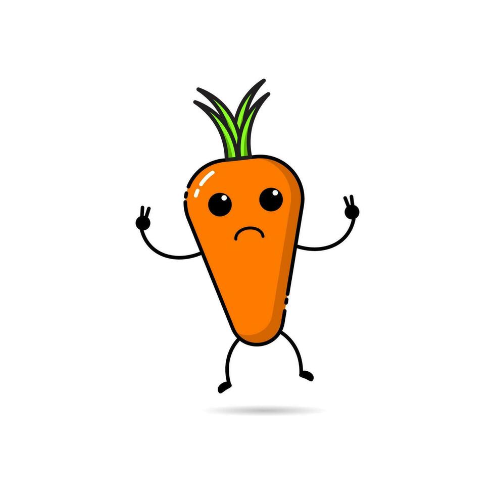 Carrot icon design with a cute, funny and adorable expression vector