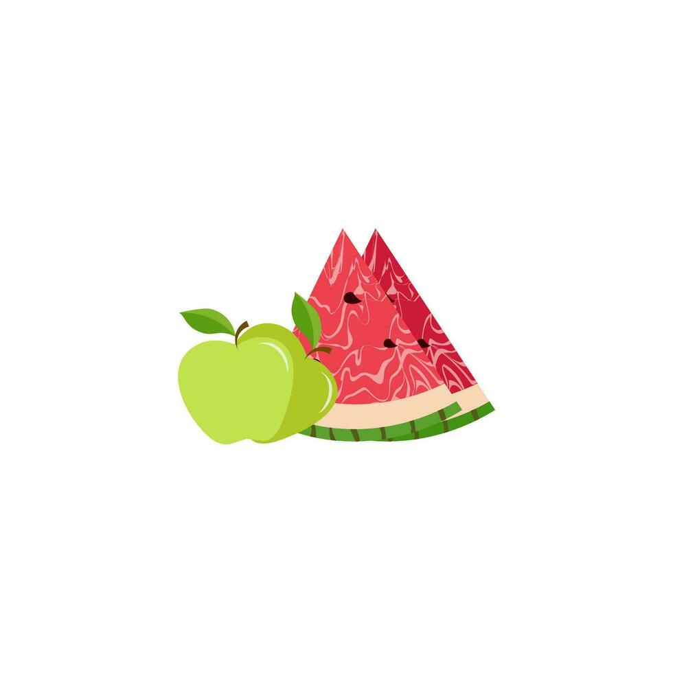 manzana y sandía iconos, moderno diseño vector