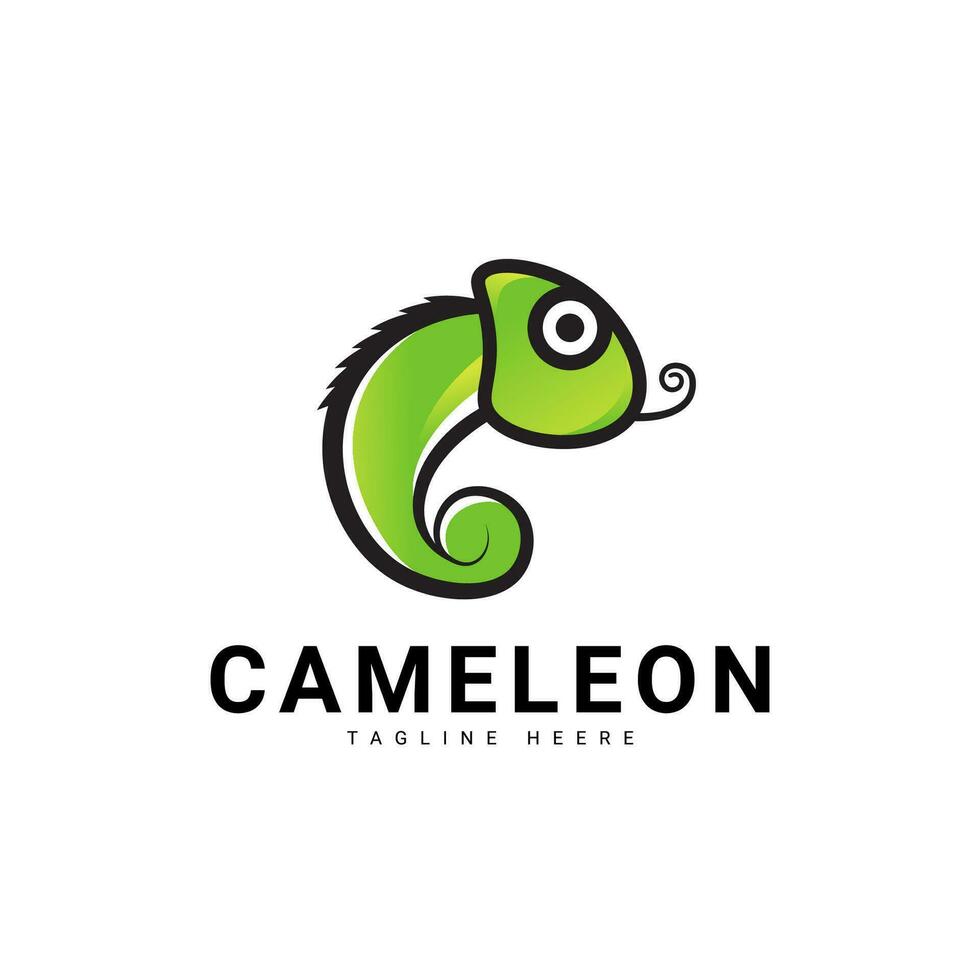 trendy and modern green chameleon logo vector