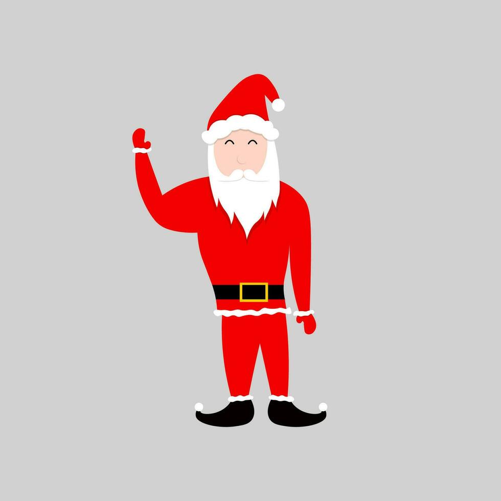 Papa Noel, un blanco barbado Papa Noel claus quien es ondulación y vistiendo un rojo camisa completar con otro atributos vector