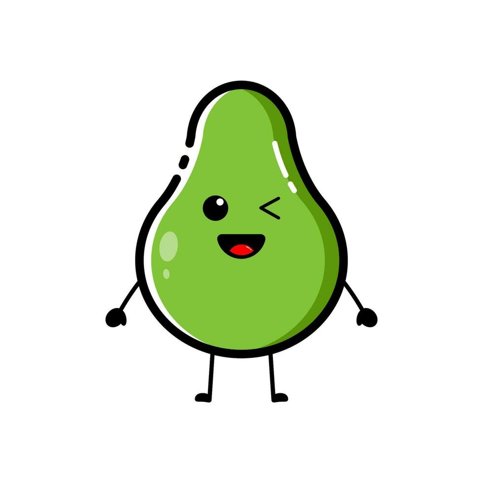 Avocado characters with funny and cute expressions in flat design style vector