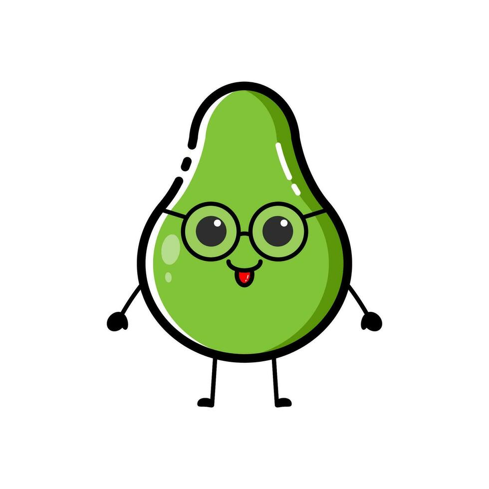 Avocado characters with funny and cute expressions in flat design style vector