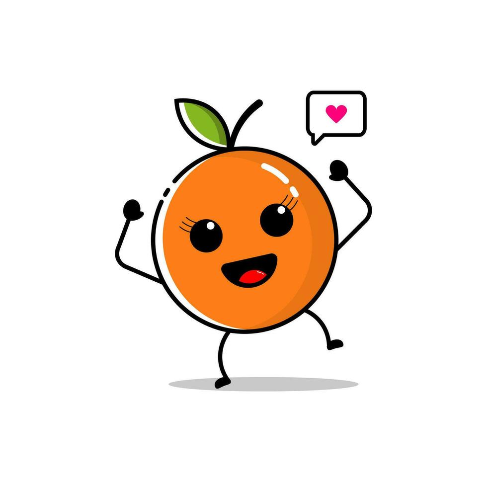 Character of orange fruit with flat design style vector