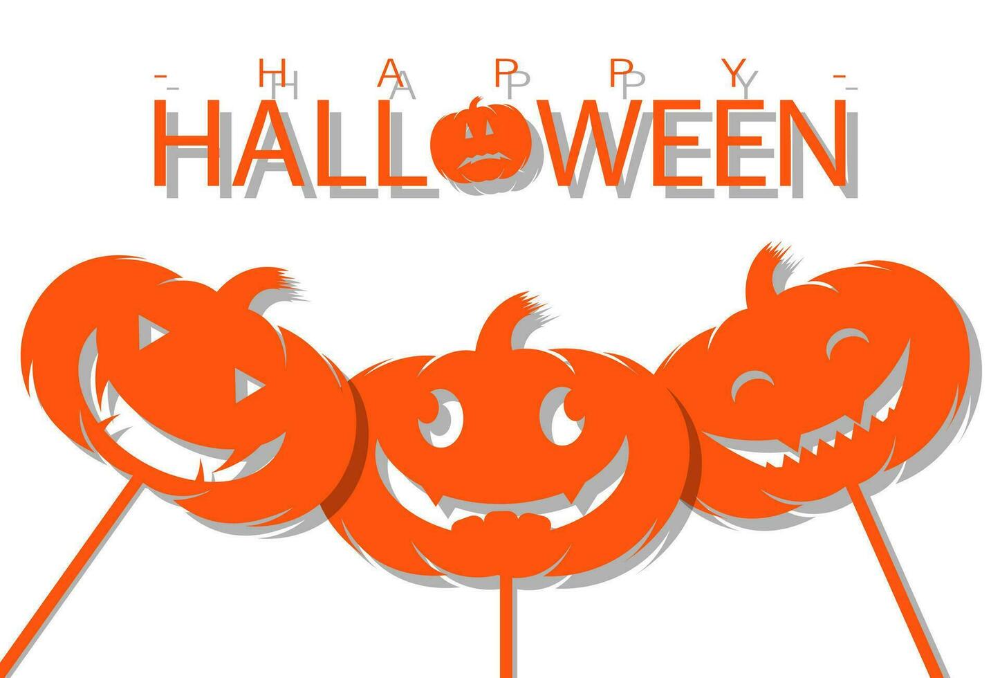 Halloween greeting design with paper cut, orange and white vector