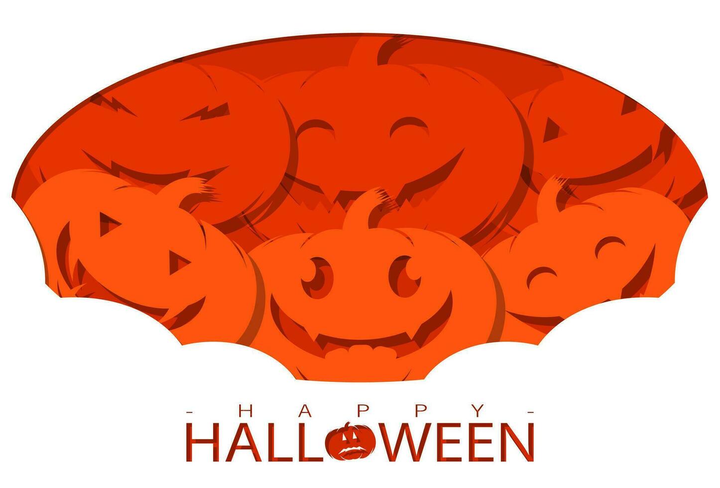 Halloween greeting design with paper cut, orange and white vector