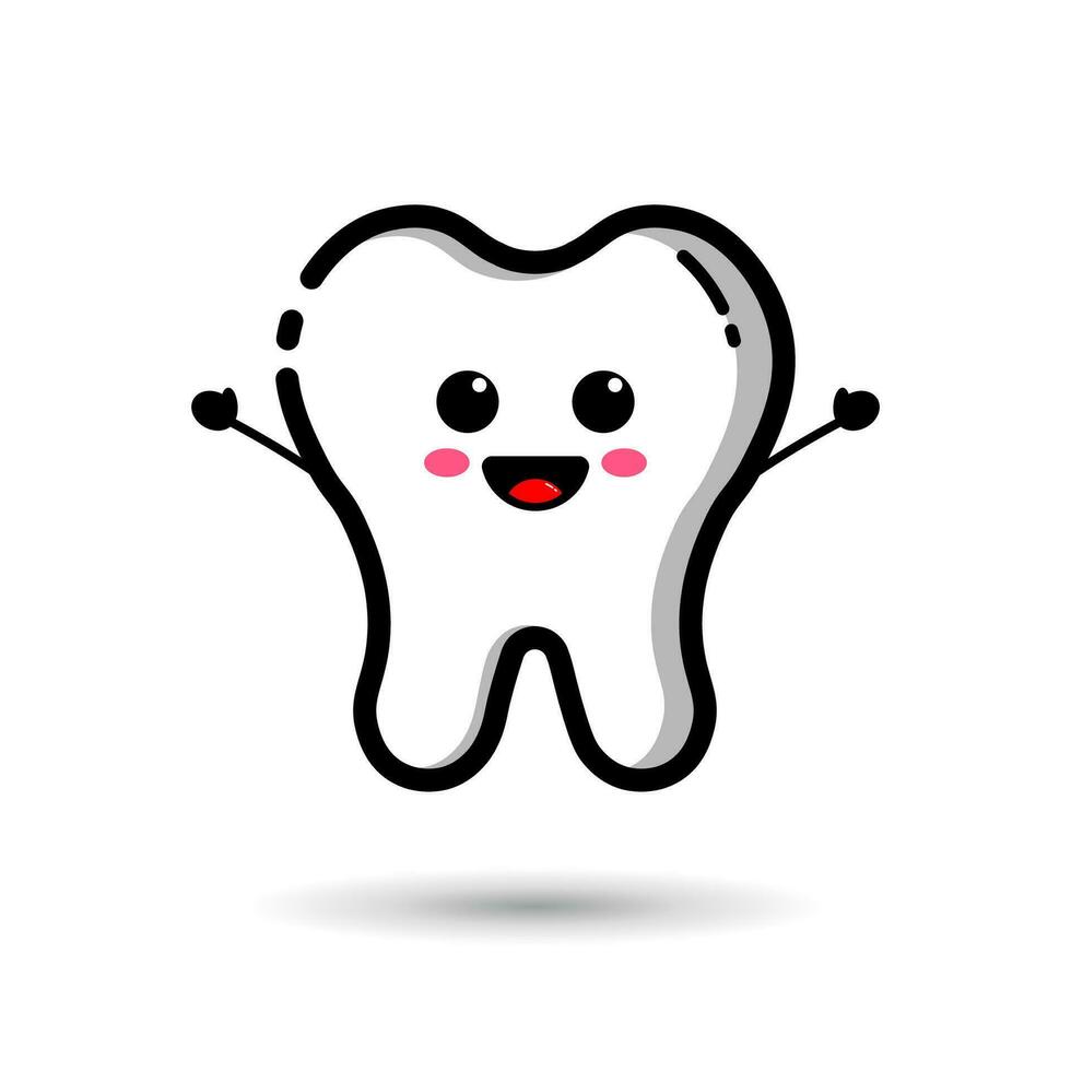 Tooth mascot, tooth character vector design