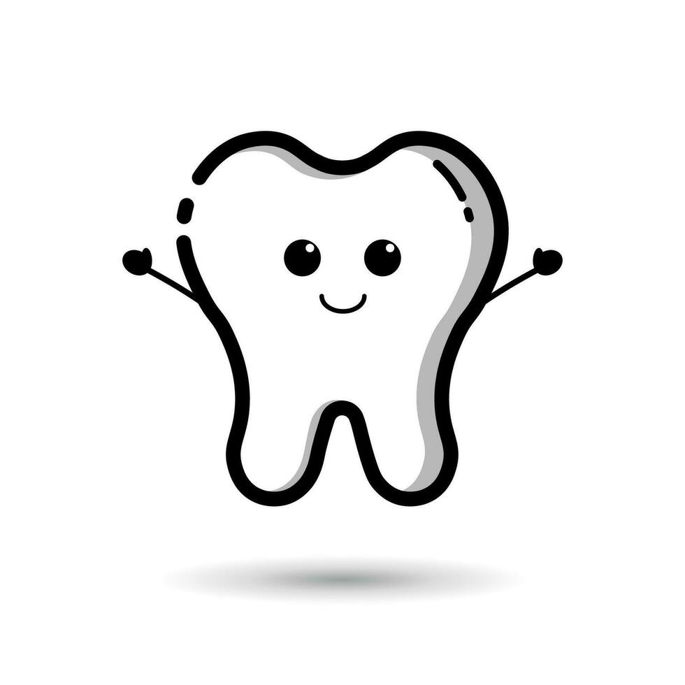 Tooth mascot, tooth character vector design
