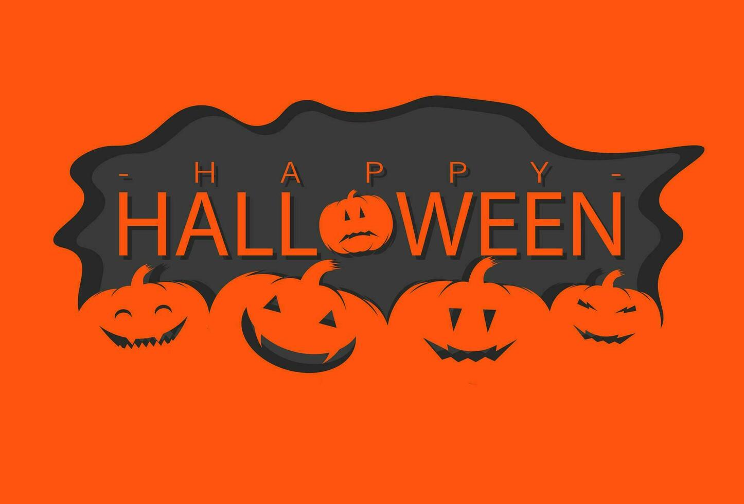 Halloween greeting design with paper cut, orange and white vector