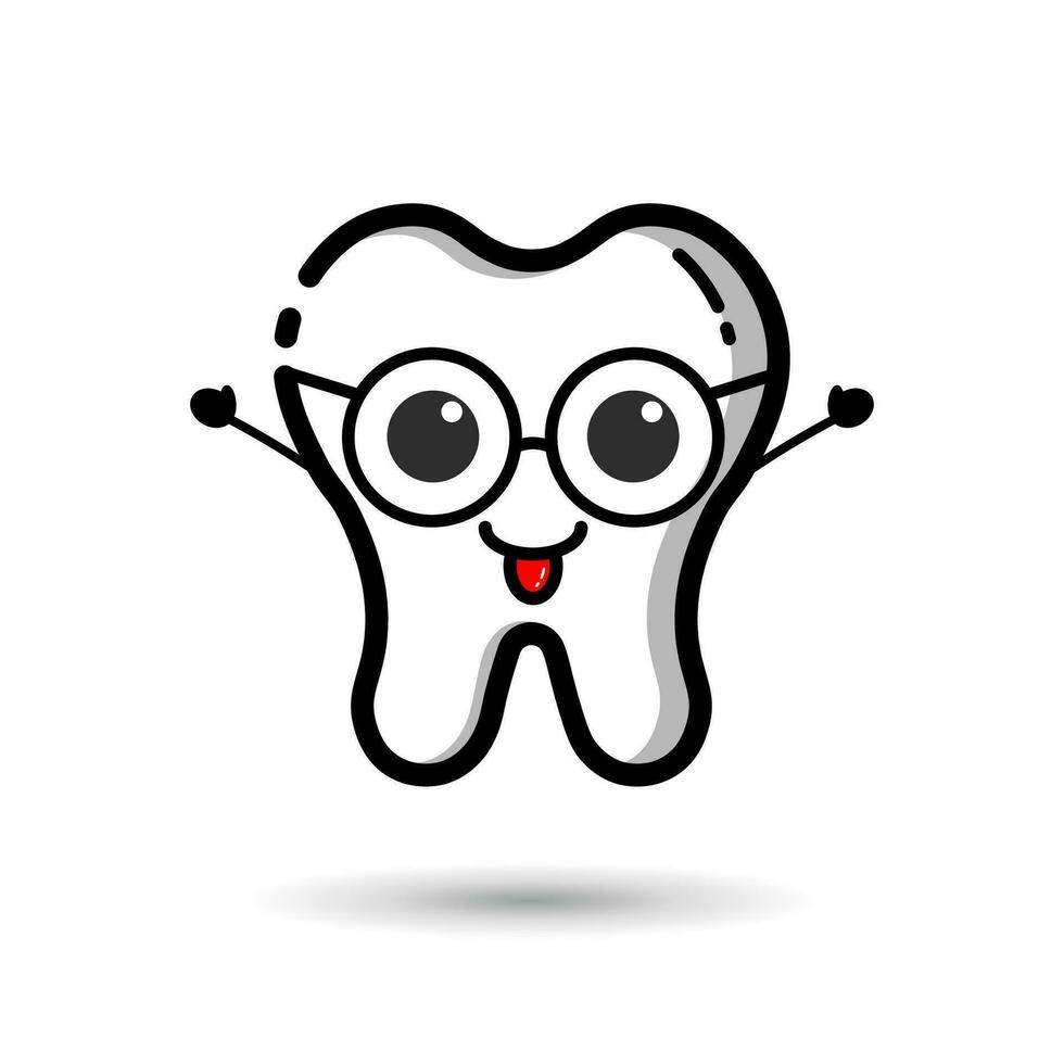 Tooth mascot, tooth character vector design