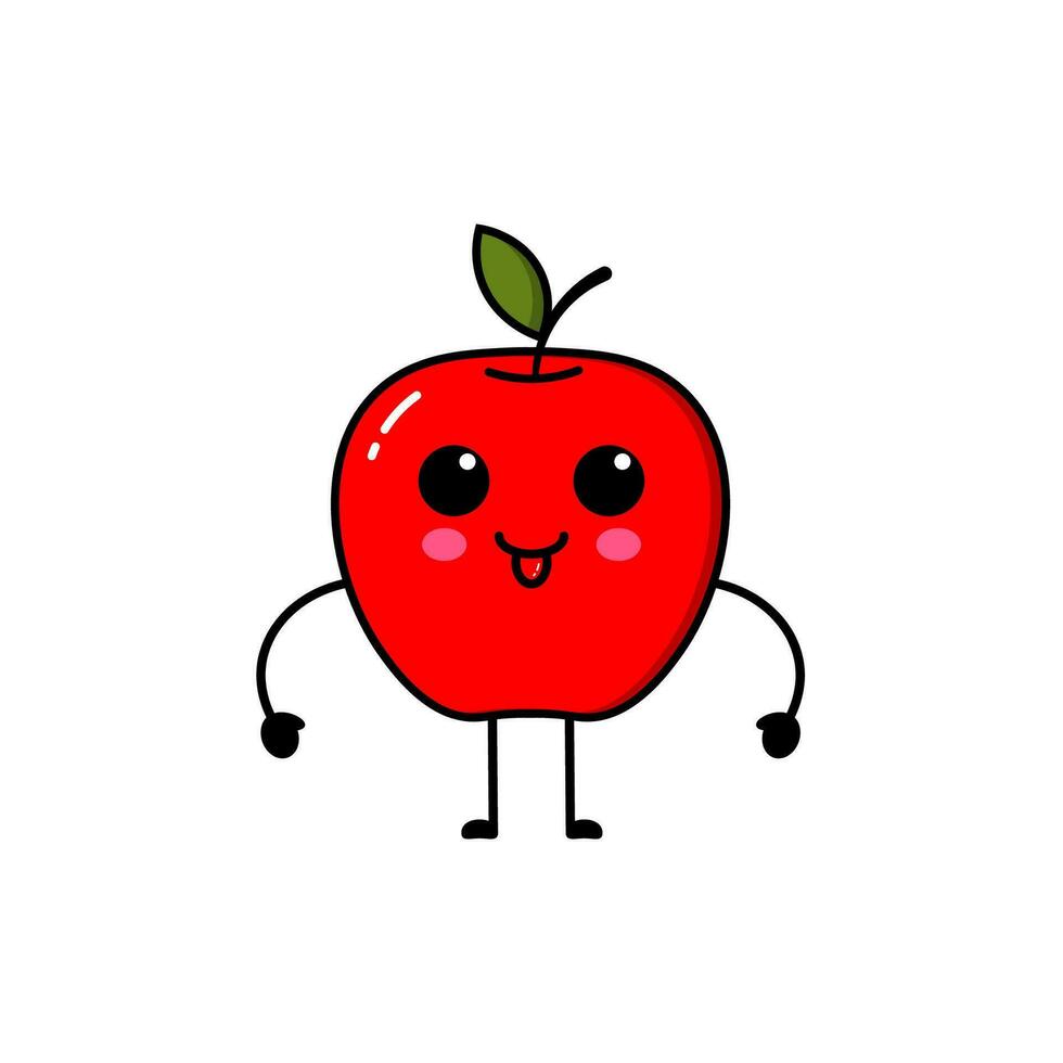 rojo manzana íconos con linda expresiones, manzanas, rojo, lindo, divertido, iconos, pisos, diseños, etc. vector