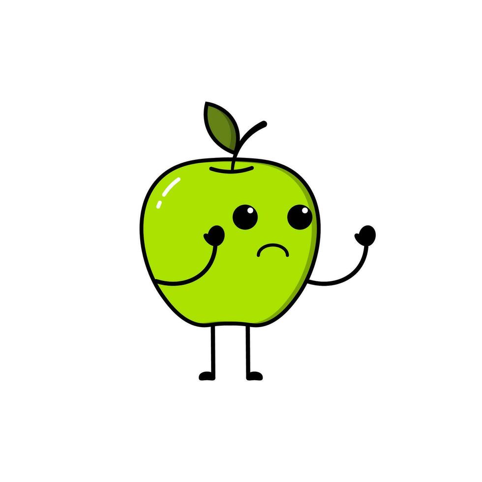 verde manzana, manzana icono moderno verde con un linda facial expresión vector