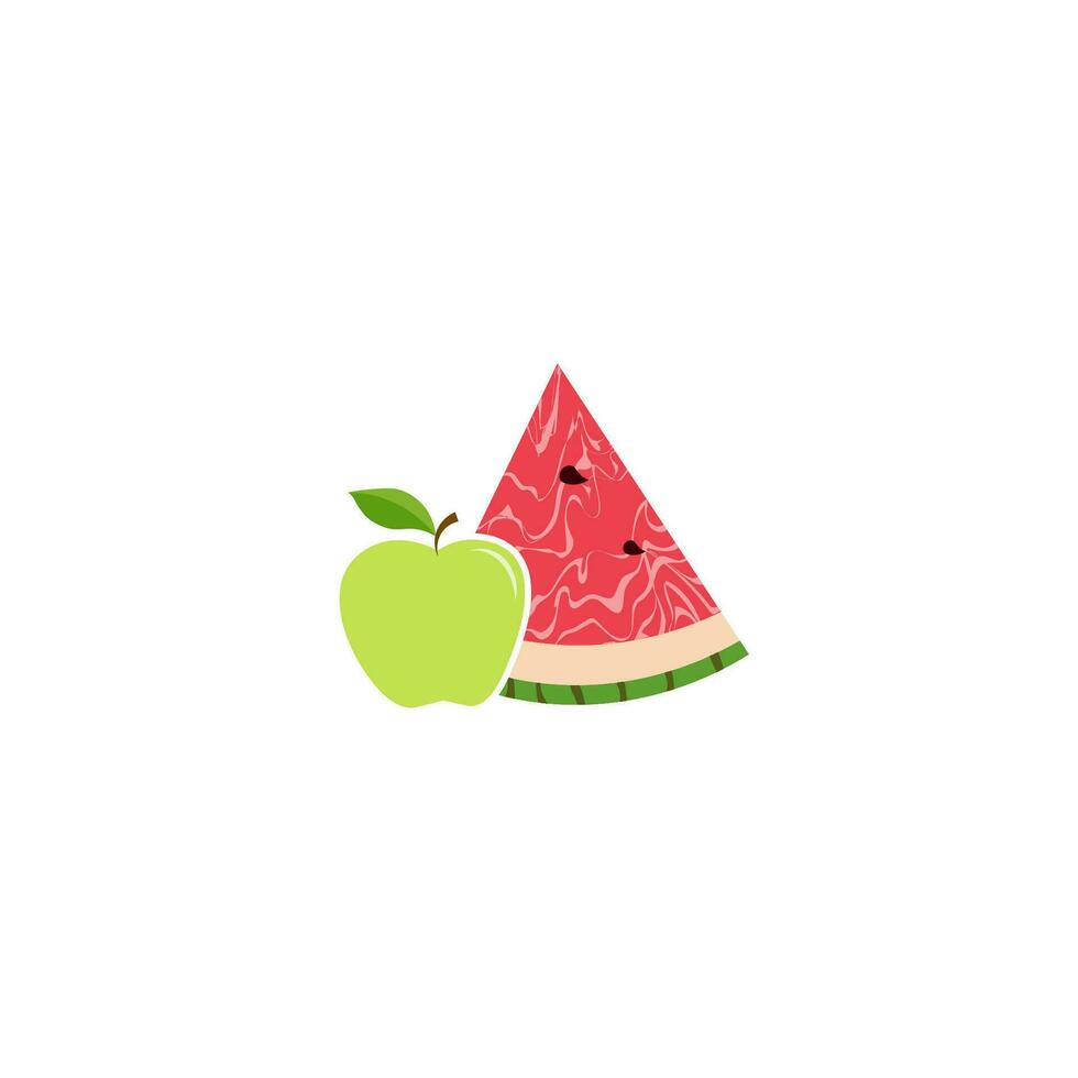 Apple and watermelon icons, modern design vector