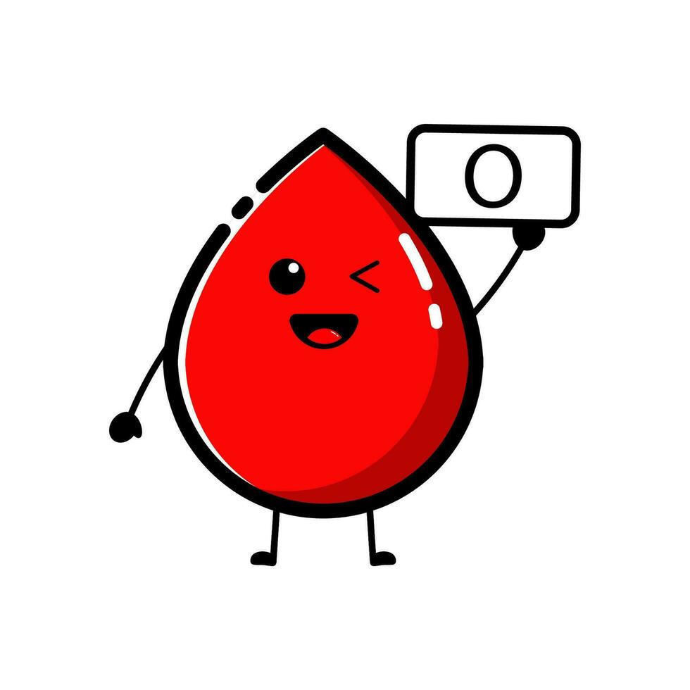 Blood drop character with blood type O vector