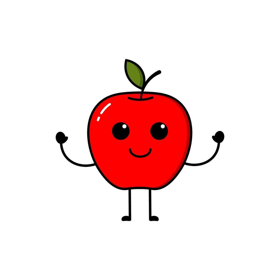 rojo manzana íconos con linda expresiones, manzanas, rojo, lindo, divertido, iconos, pisos, diseños, etc. vector