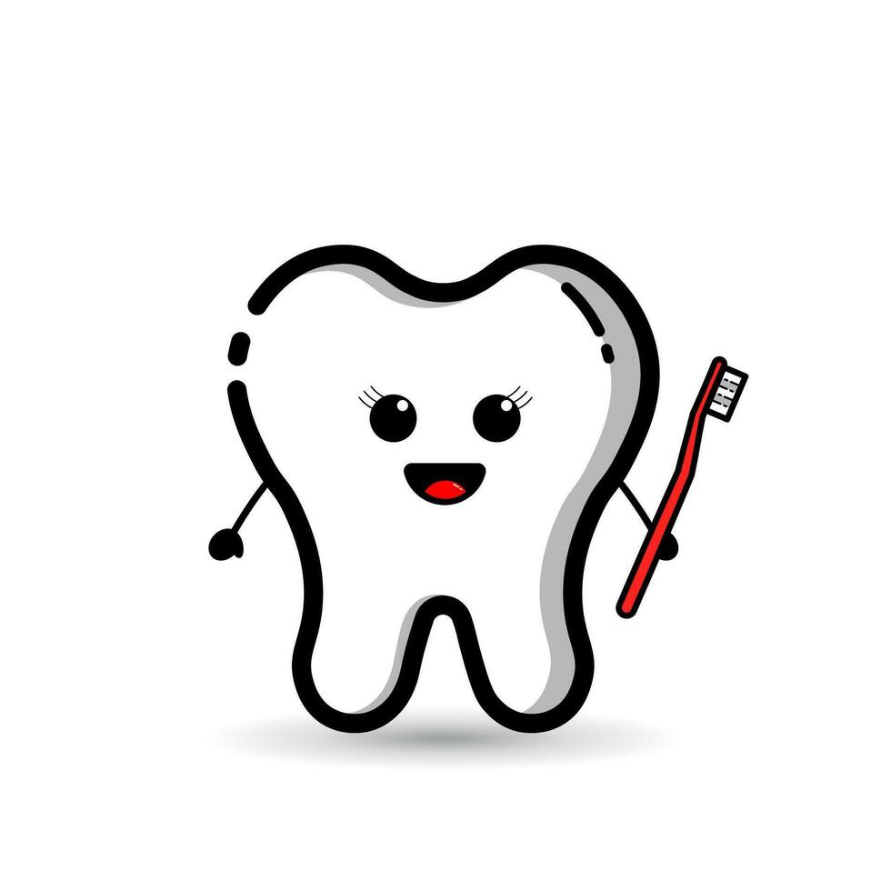 A tooth character who is carrying a toothbrush vector