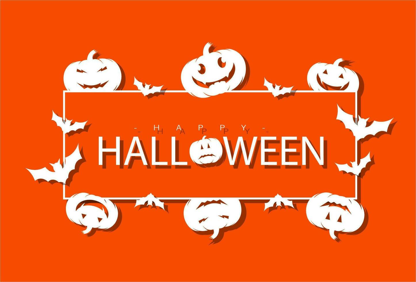 Halloween greeting design with paper cut, orange and white vector