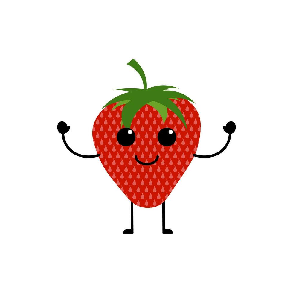 fresa Fruta diseño con un lindo, divertido, y gracioso expresión vector