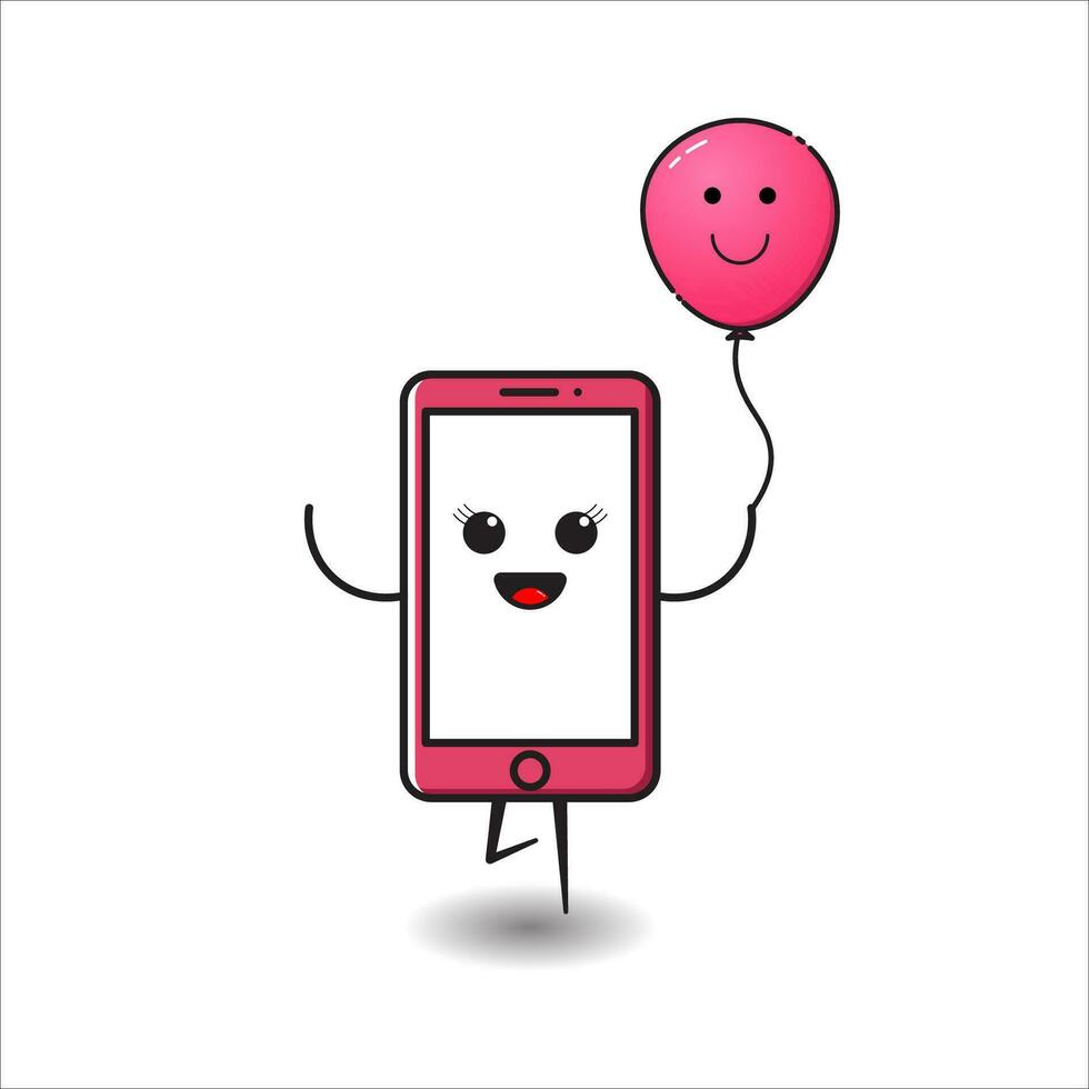 A modern mobile with a flat design style with a cute expression vector