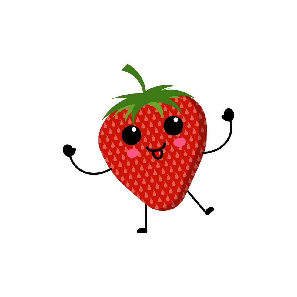 Strawberry fruit ikonn design with a cute, fun, and funny expression vector
