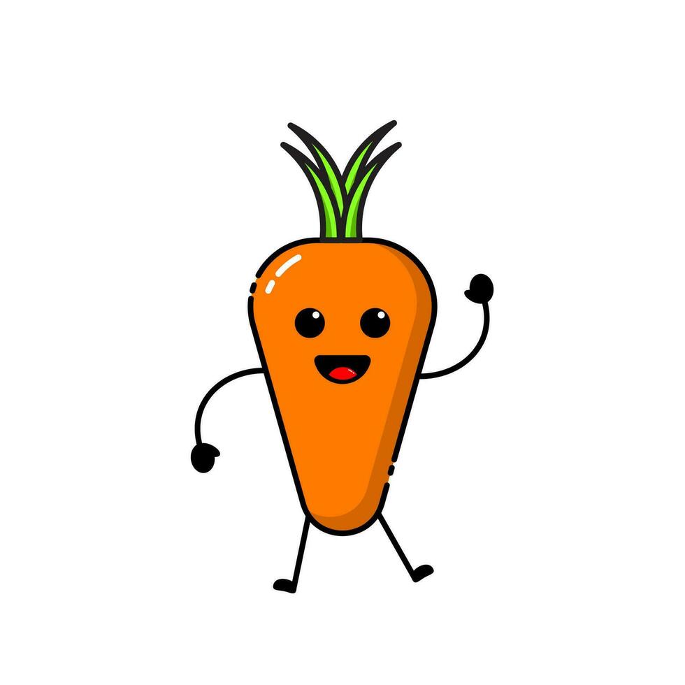 Carrot icon design with a cute, funny and adorable expression vector