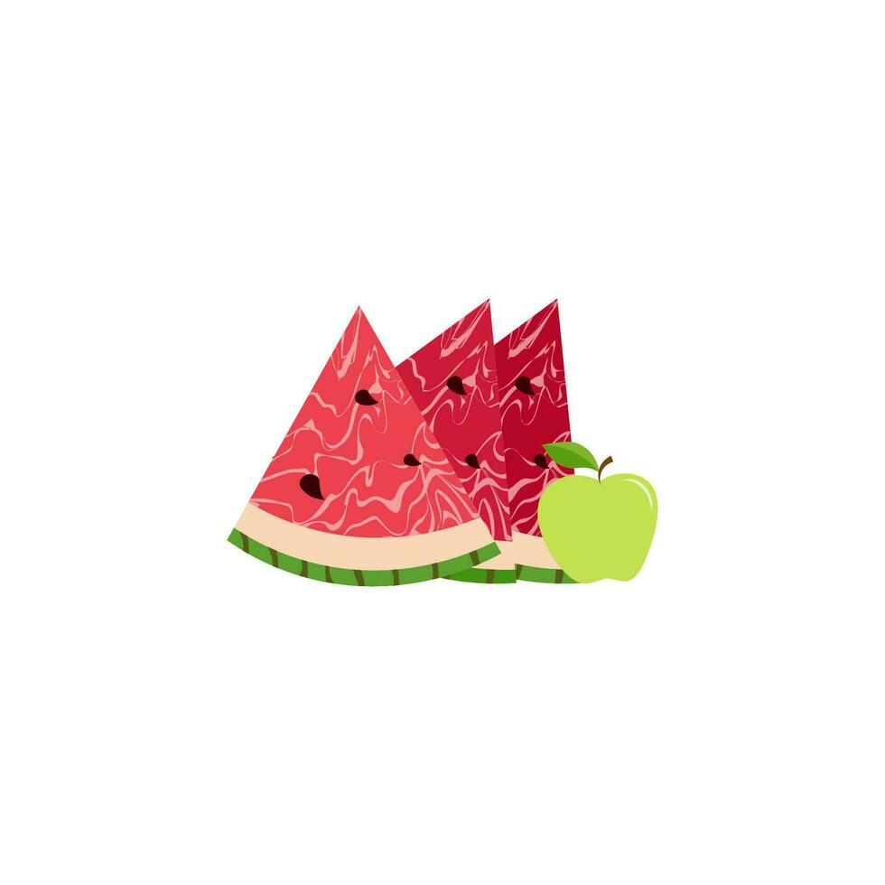 Apple and watermelon icons, modern design vector